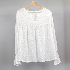 Maette White and Gold Trim Blouse